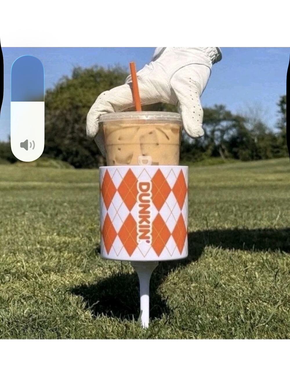 New Dunkin' Golf Tee Beverage Cup Holder and golf ball both new